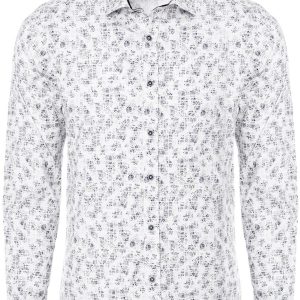 Carisma Wit Overhemd Lange Mouw Met Blauwe Print 8562