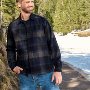 Casa Moda Casual Outdoor Geblokt Overhemdjack 544367400-145 Blauw